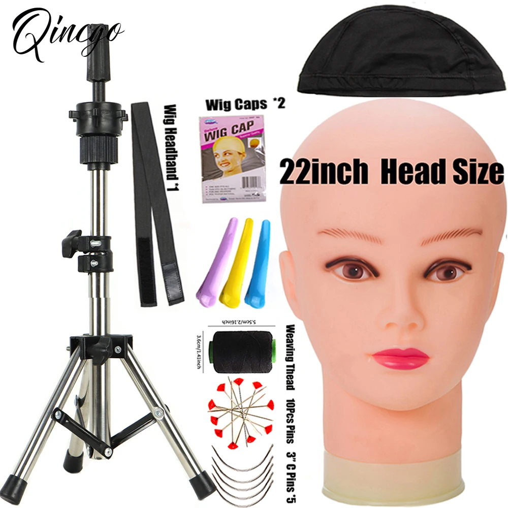 Silver Tripod Wig Stand With Mannequin Head For Wigs Making Styling  Adjustable Tripod Stand With Bald