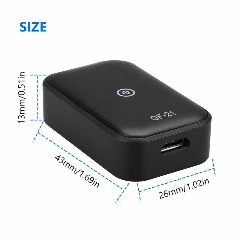 GF21 Car GPS Tracker Mini GSM Real Time Tracking Device Portable Vehicle Locator Anti-Lost Recording Compact Tracking Locator