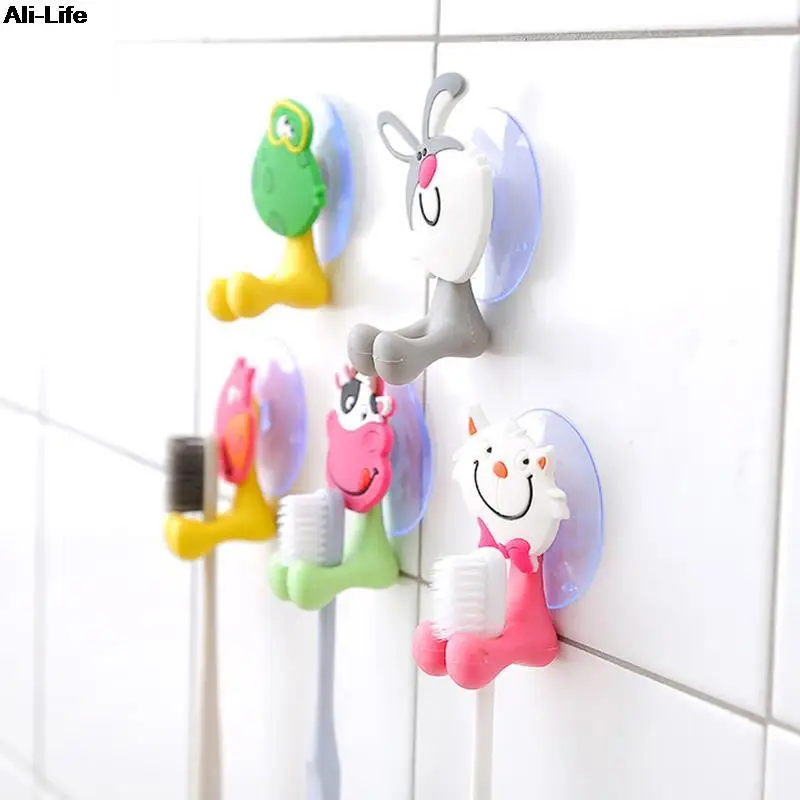 1PC Lovely Cartoon Gecko Model Toothbrush Toothpaste Holder Bathroom Sets 4 Suction Hooks Tooth Brush Container