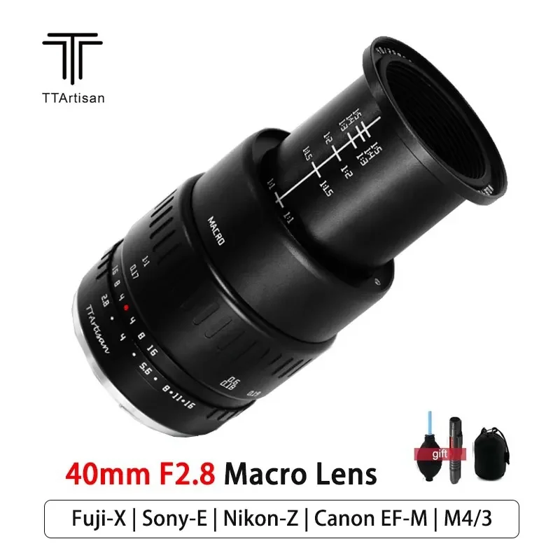 

TTArtisan 40mm F2.8 Macro Lens for SONY E FUJI X Canon M Panasonic Olympus M43 Nikon Z Mount Cameras MF APS-C Macro Lens