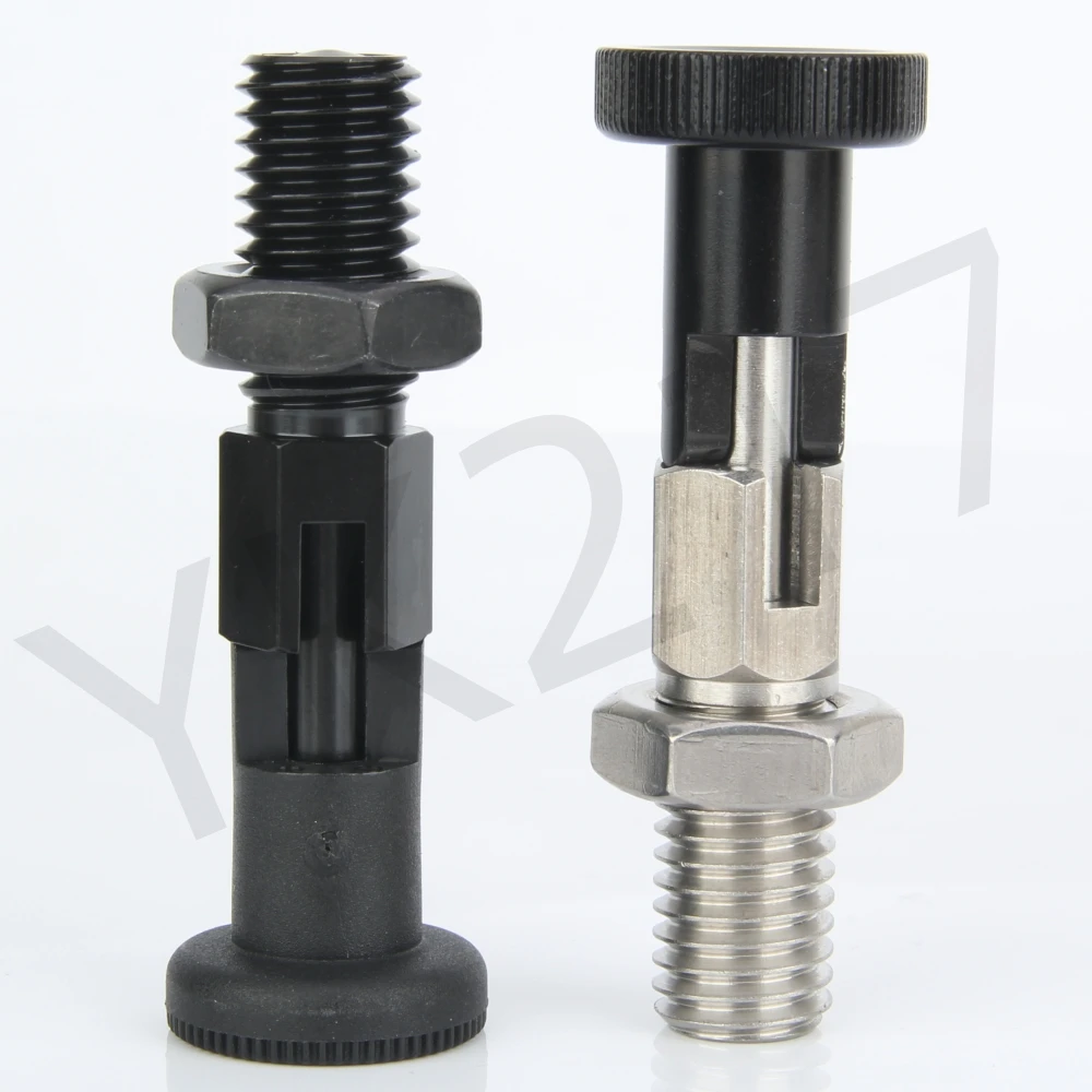 Hand Retractable Spring Self-Locking Indexing Bolts Locating Pins Index Plungers With Nuts YK217 cylindrical locating dowel pin stainless steel ball lock pins stainless steel knurled plungers