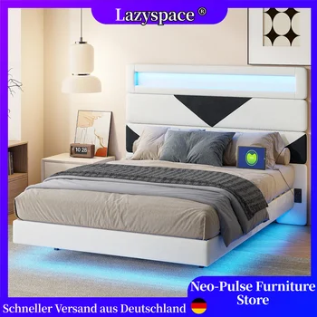 Lazyspacevelaebautes Power Board Design Letto imbottito in velluto, testiera regolabile Cornice letto con illuminazione a LED RGB, Mobili per la casa 1