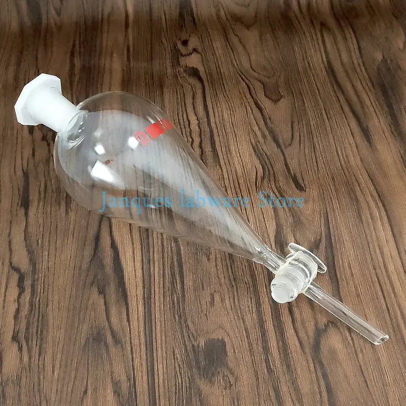 1piece Laboratory 30ml to 1000ml Glass Pear-Shaped Separation Funnel with Glass Piston/PTFE Piston, Grinding Mouth Drop Funnel