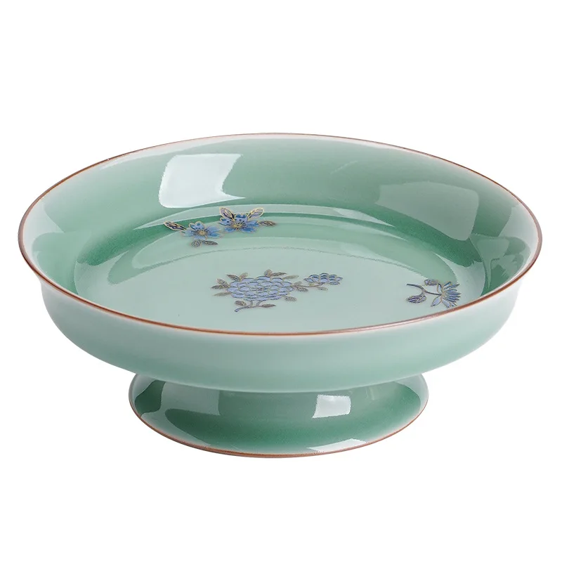Song style retro celadon tall fruit bowl tea snacks dried fruit snack dish Dim sum plate