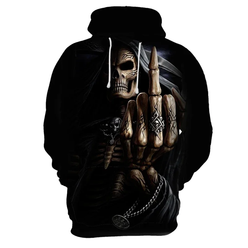 Felpa Con Cappuccio Da Uomo Nuova Western Gunner Skull Scratch 3D Printing Pullover Da Uomo Street Hip Hop Personality Unisex Extra Large Top