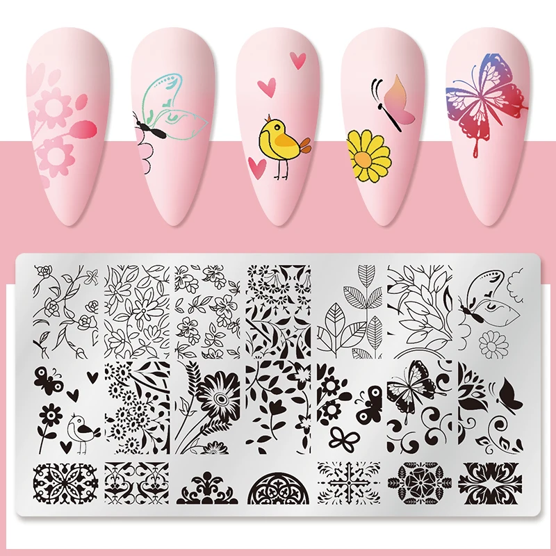 12*6cm 2*6cm Nail Art Templates Stamping Plate Design Flower Animal Glass Temperature Lace Stamp Templates Plates Image 2