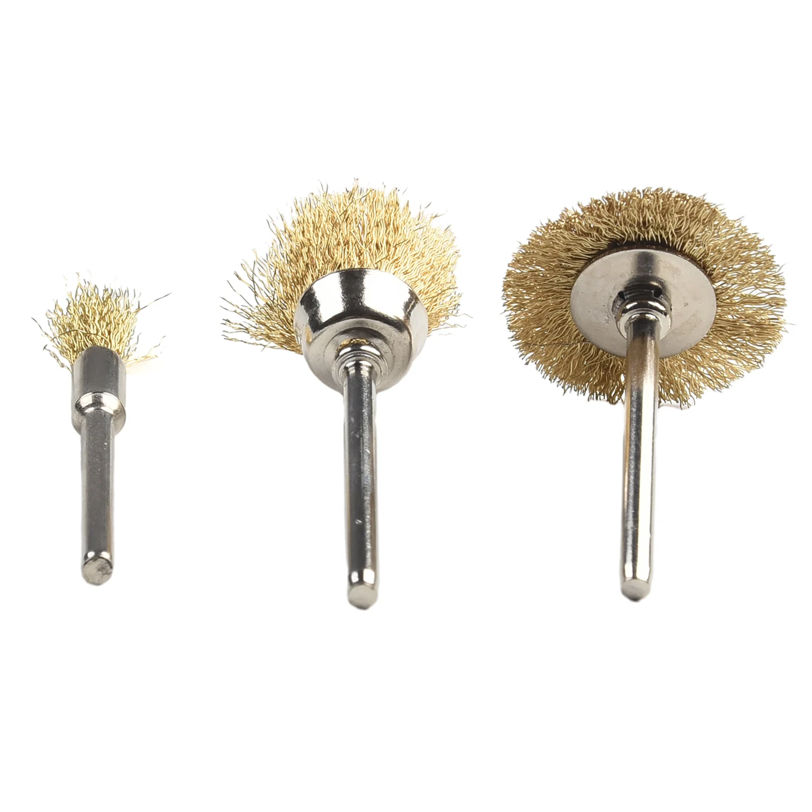 3pcs Copper Wire Wheel Cup Brushes Bits Set Rust Paint Remover Polishing Brushes For Polishing Cleaning Deburring Rotary Tool,cleaning brush,wire brush,stainless steel wire brush,wire brush set,wire cleaning brush,electric wire brush