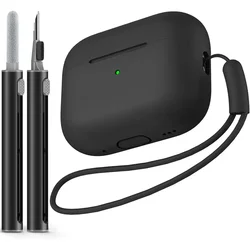 Silicone Protective AirPods Pro Case Cover with Cleaning Kit (Black)