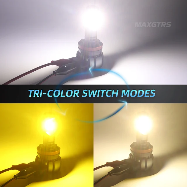 2x Tri-Color LED Headlight Fog Bulbs 5