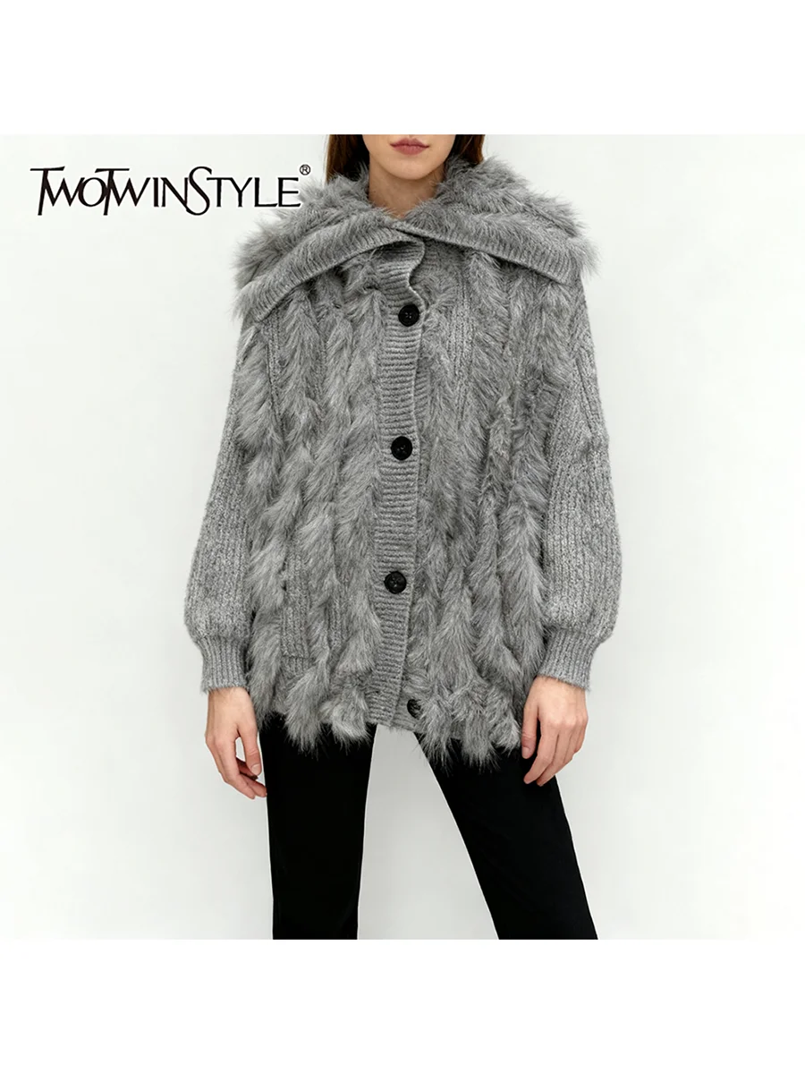 Solid Loose Spliced Bead Elegant Jackets for Women Lapel Long Sleeves Patchwork Button Jacket Female Clothing New