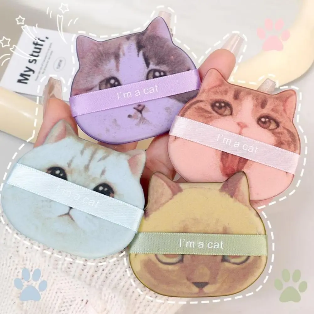 1-4pcs 양면 고양이 에어 쿠션 파우더 퍼프 습식 건식 사용 워셔블 메이크업 스펀지 퍼프 소프트 재사용 가능한 퍼프 도구