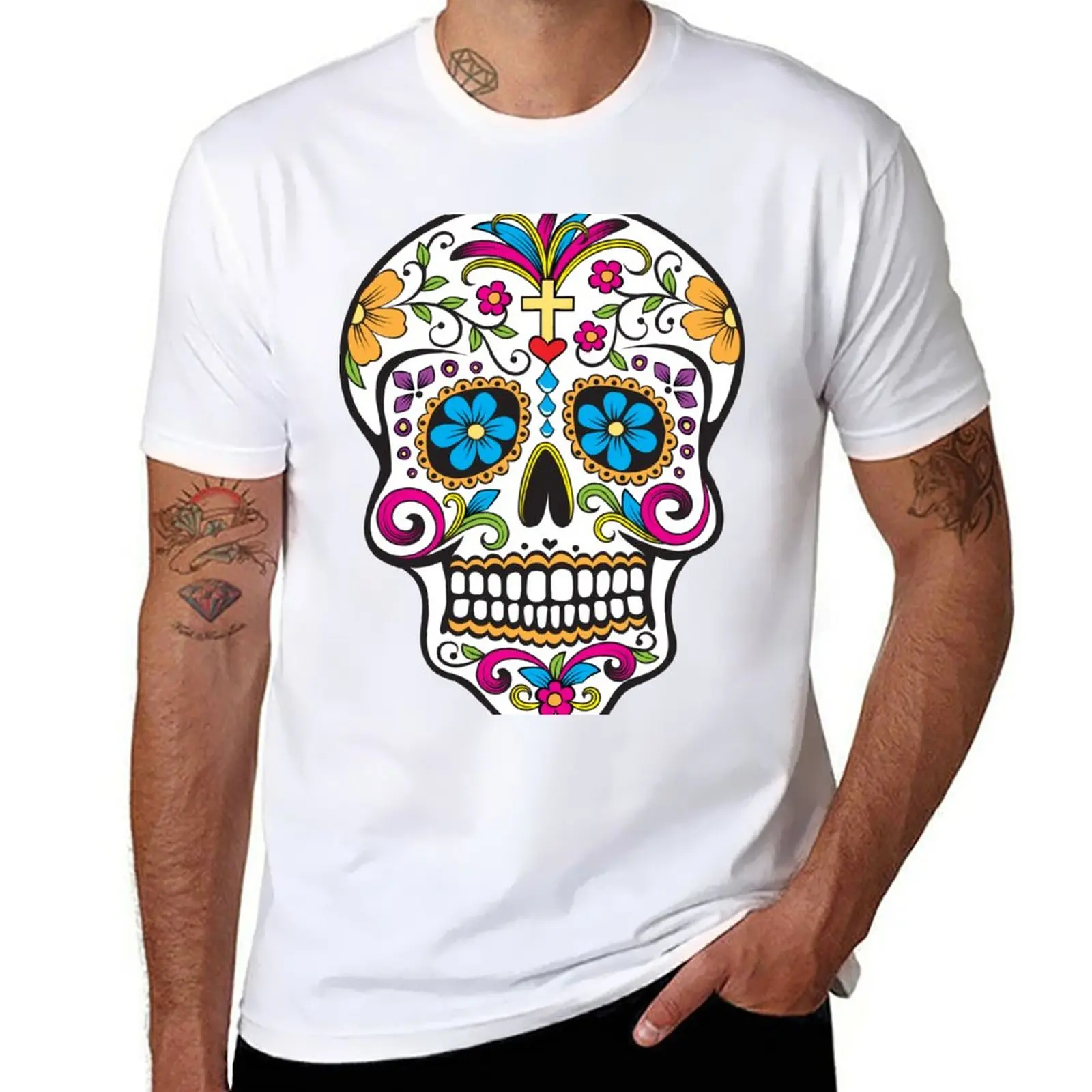 

New skull white T-Shirt sports fan t-shirts custom t shirts design your own fitted t shirts for men