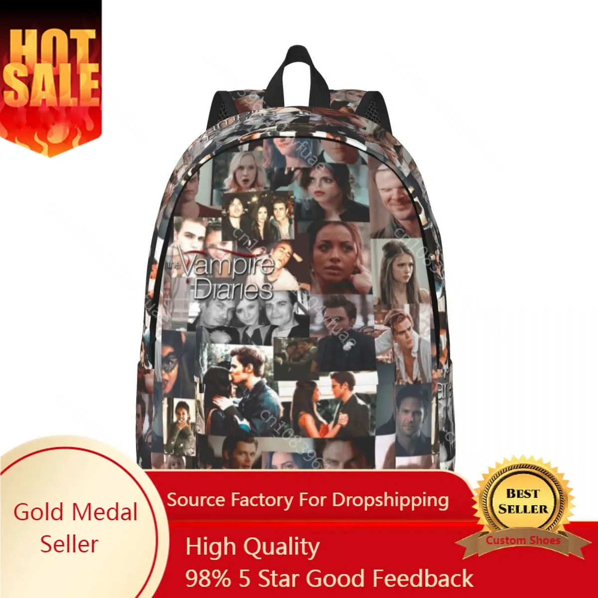 

3D Photo Collage Print Backpack Vampire Diaries Streetwear Backpacks Xmas Gift Girl College School Bags Colorful Rucksack