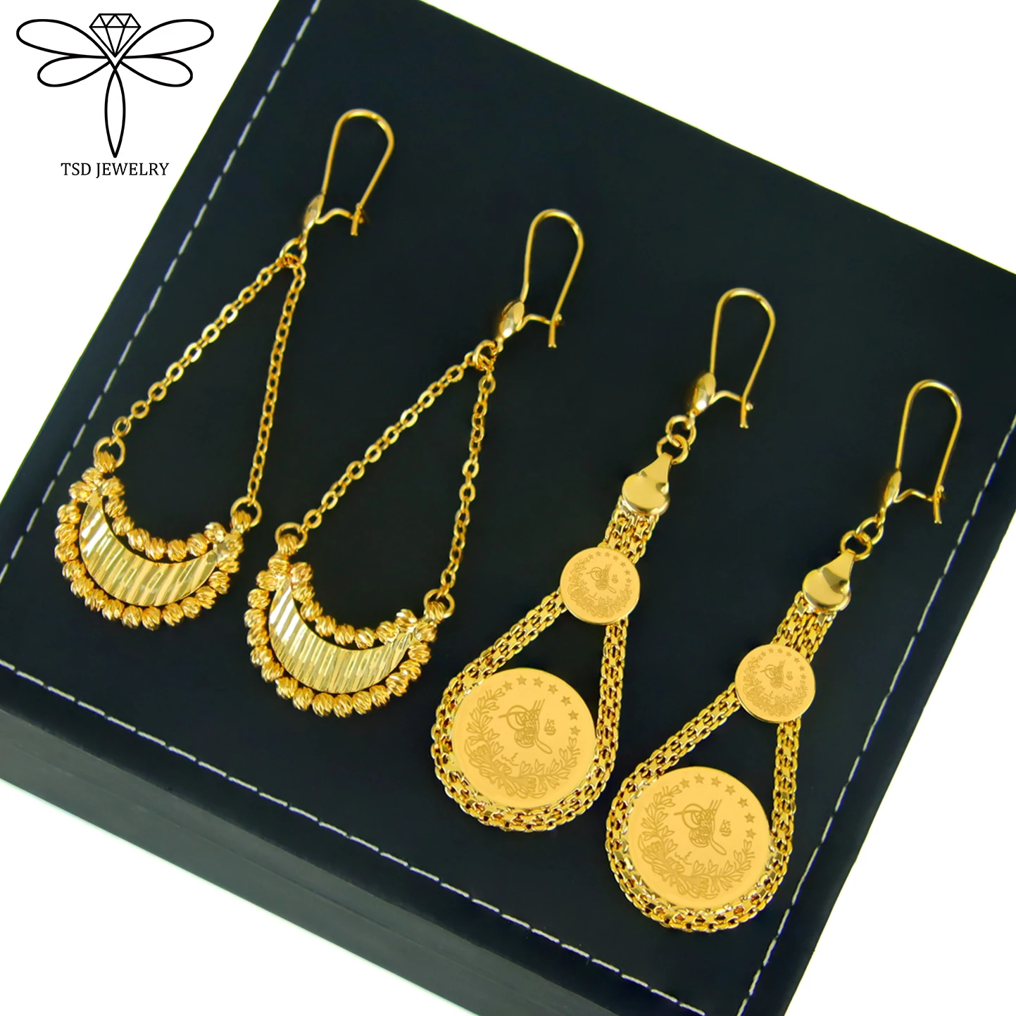 Luxus Dubai Vintage Tropfen Ohrringe 21k Gold Überzogene Türkische Münzen Baumeln Ohrring Nigeria Frauen Braut Hochzeit Schmuck – Detail 12