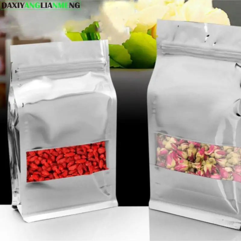 Zipper Lock Bag Silver Aluminium Foil Plastic 9x18x6cm 100pcs Wxhxd Stand Up Side Gusset Zip Food | Дом и сад