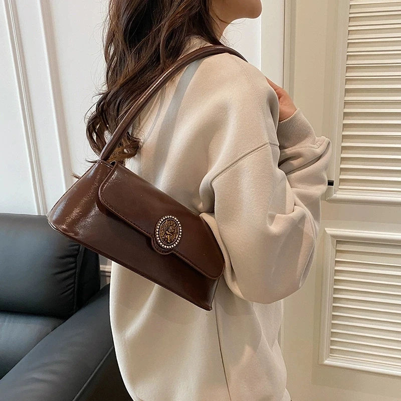 Chic French Vintage Inspired Mini Handbag Shoulder Bag for Women Tote Bag, Magnetic Closure, Versatile Stylish for Everyday Use