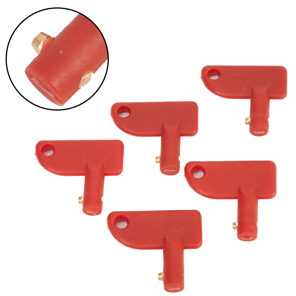 

5PCS Spare Key For Battery Isolator Switch Power Kill Cut Off Switch Car Van Boats For Yacht Electric Vehicle ABS Plastic Red