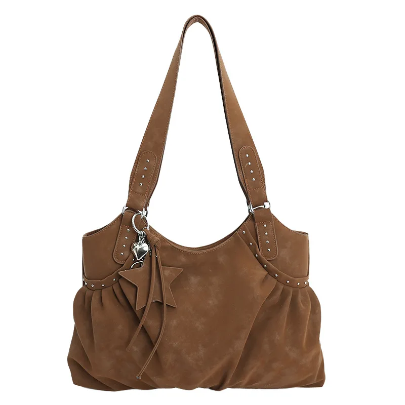 Women Retro Solid Color Pu Leather Shoulder Bag 2025 Winter Tote Bag Luxury Designer New Trend Brand Handbags