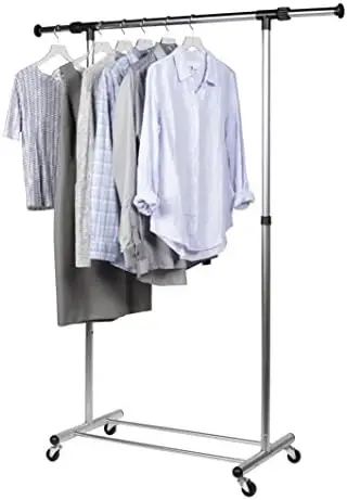 

Adjustable Rolling Garment , 53.75 to 69.5 L x 18.9 W x 38.6 to 60-Inch H, Frosted Chrome