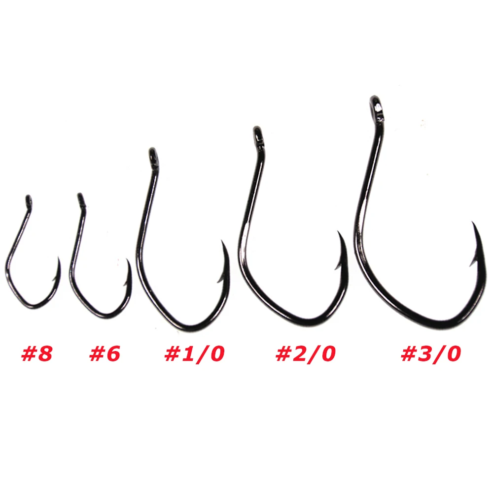 20PCS/lot High Carbon Steel V Shape Catfish Hook Offset Barbed Sea Bass  Fishing Hook 8 6 1/0 2/0 3/0 4/0 6/0 8/0