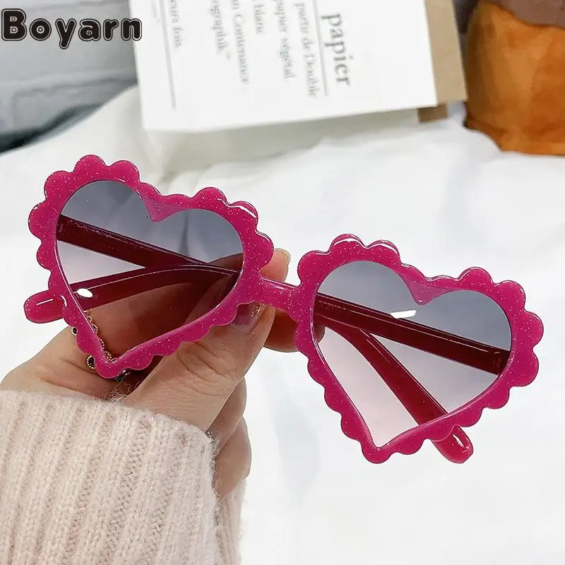 

Boyarn 2022 New Children's Love Sunglasses Gafas De Sol Candy Colored Lace Heart-shaped Children's Mirrors Boys And Girls Sun Sh