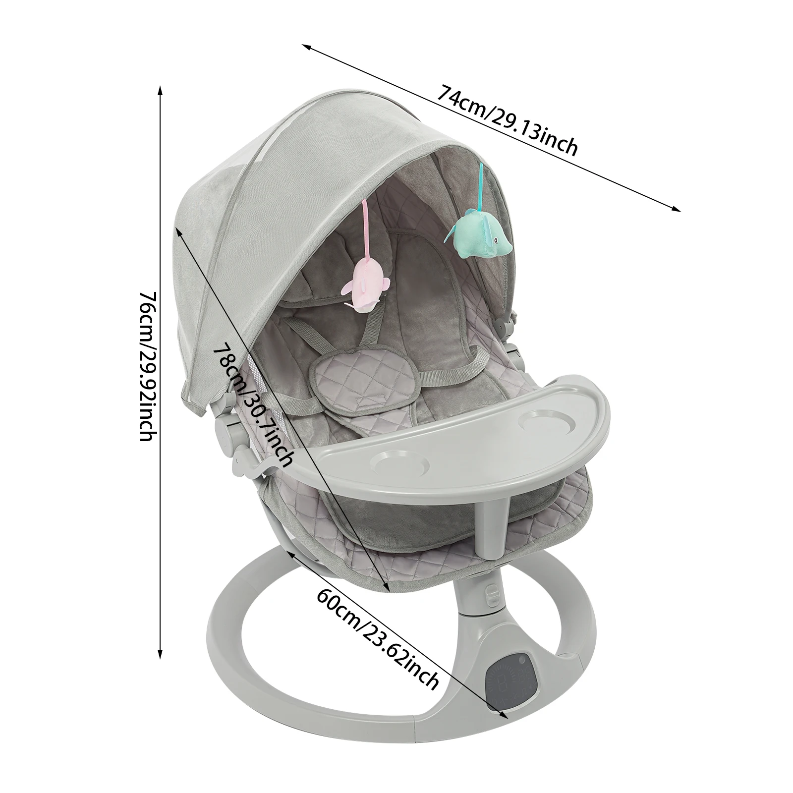 Babyschaukeln Bluetooth Babyschaukel Touch Babywippe 4-Timer für Kleinkinder von 0-18 Monaten Hellgrau – Detail 2