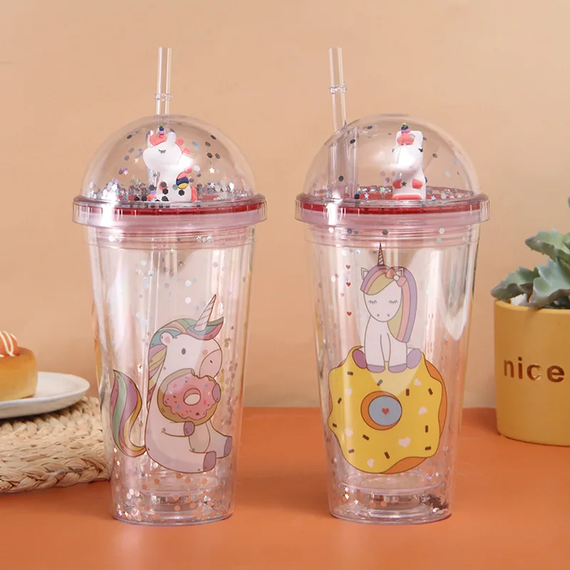 Fresh Candy-Colored Kids Sip Cup Children Water Cup with Built In Straw Mug  Drink Home Colors Simple Plastic One-Piece Straw Cup - AliExpress