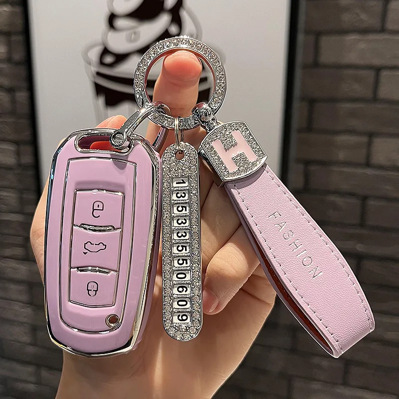 

TPU Car Smart Key Case Cover Shell For Geely Atlas Boyue NL3 EX7 SUV GT GC9 Emgrand X7 Borui 3 Button Auto Keychain Accessories