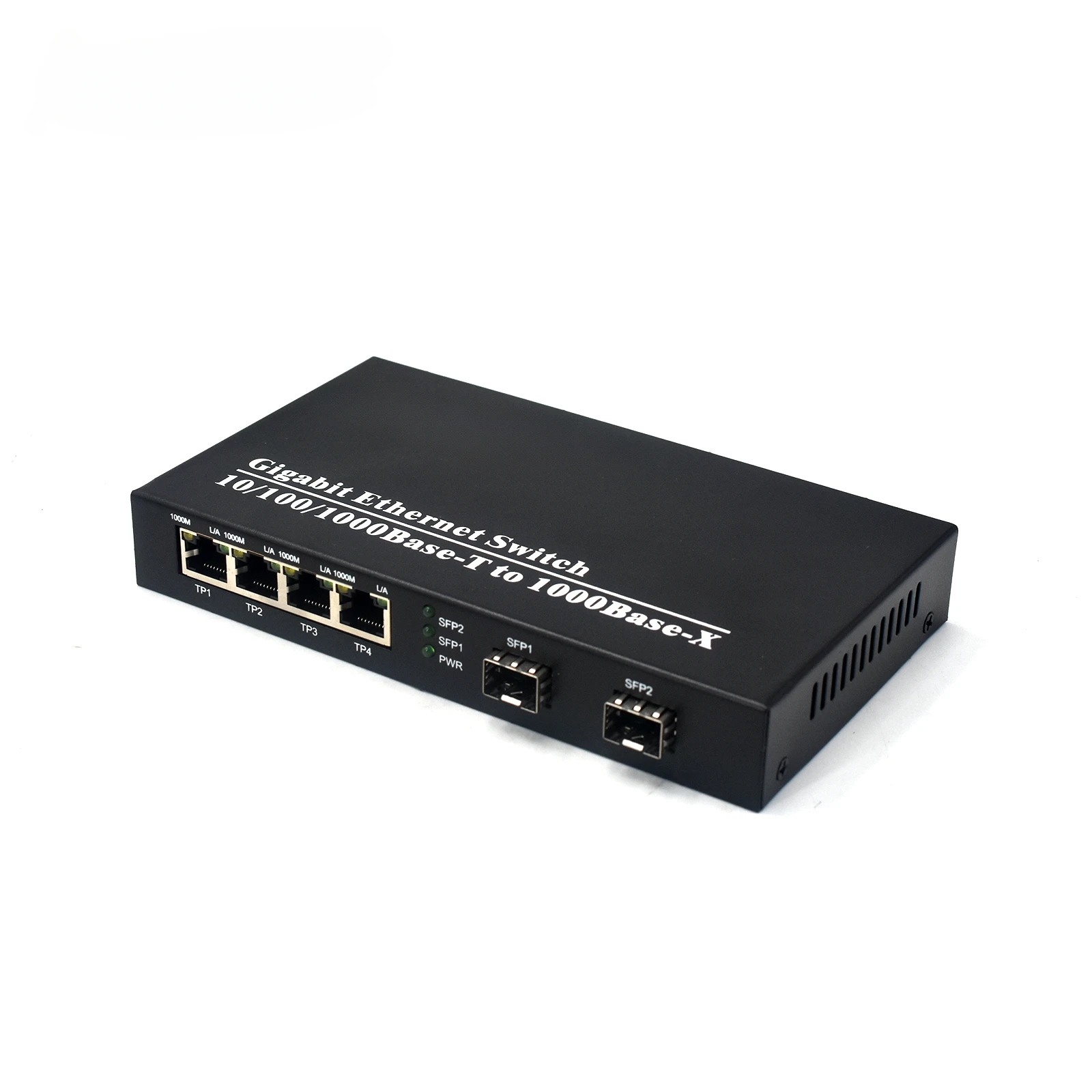 Fiber POE Switch 1.25G 2SFP Fiber+4 10/100/1000Mbps Ports IEEE 802.3 af/at Over Ethernet IP Camera