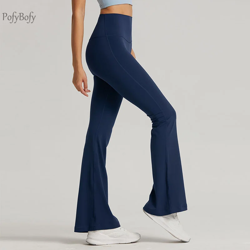 

PofyBofy Women High Waisted No Front Seam Bell Bottoms Leggings Tummy Control Wide Leg Yoga Pants Gym Workout Flared Trousers