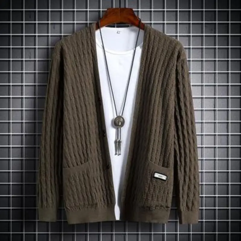 

Cardigan Male Autumn Cardigan Solid Color Knitted Fashion Brand Cardigan Men Cotton Casual Button Knitwear Men's Sweater B138