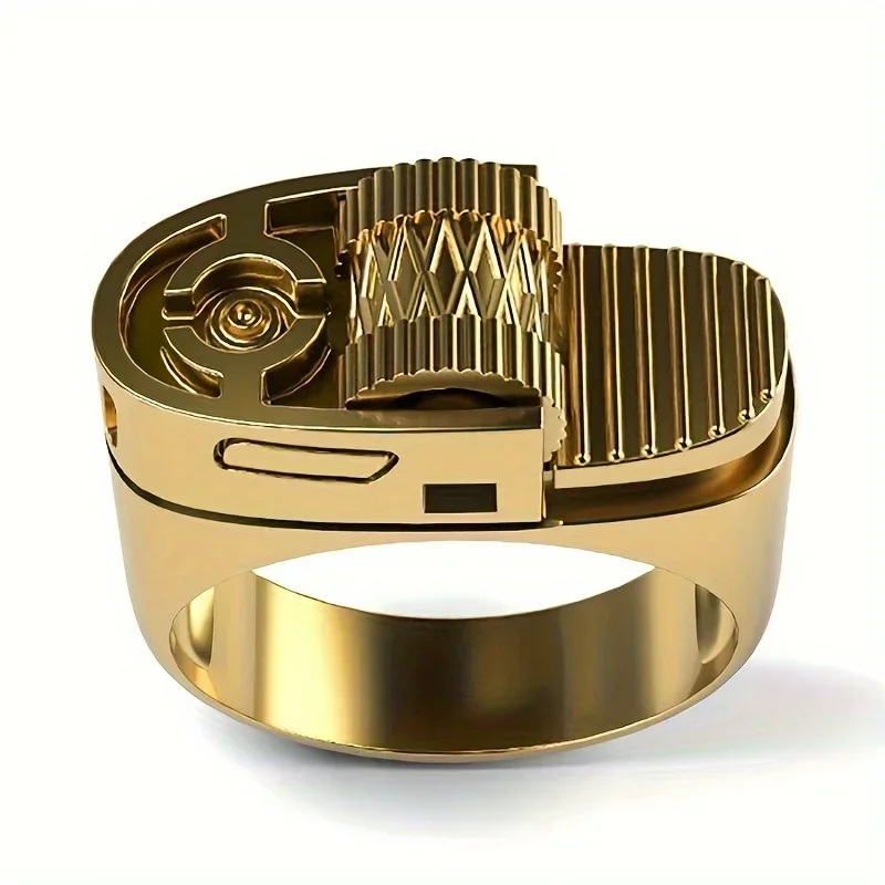 Men's Trendy Fashionable Copper Ring Cool and Creative Simulation Lighter Design  Ring