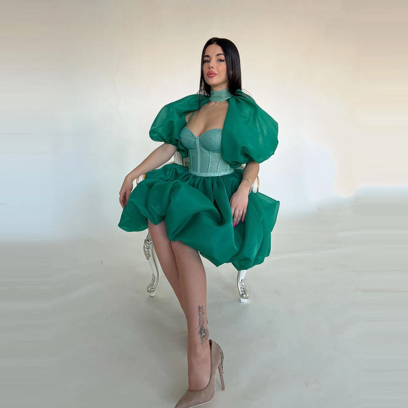 

Экстра Пышное короткое Тюлевое платье для выпускного вечера с высокой горловиной мини-длина пушистое платье для девушек для выпускного вечера с оборками в виде сердечек