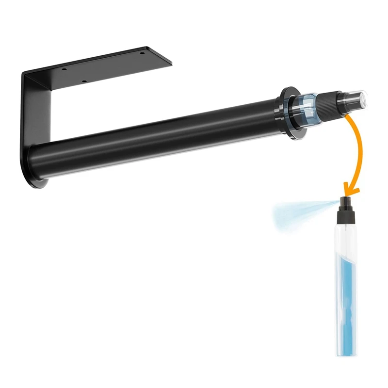 

Держатель бумажных полотенец с бутылкой-распылителем, подвесной держатель для шкафа, настенное крепление, ролик бумажных полотенец для кухни и ванной комнаты (черный)