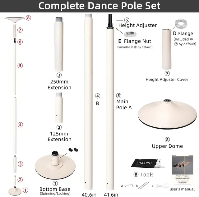 45mm Spinning Or Static Dance Pole Set 4