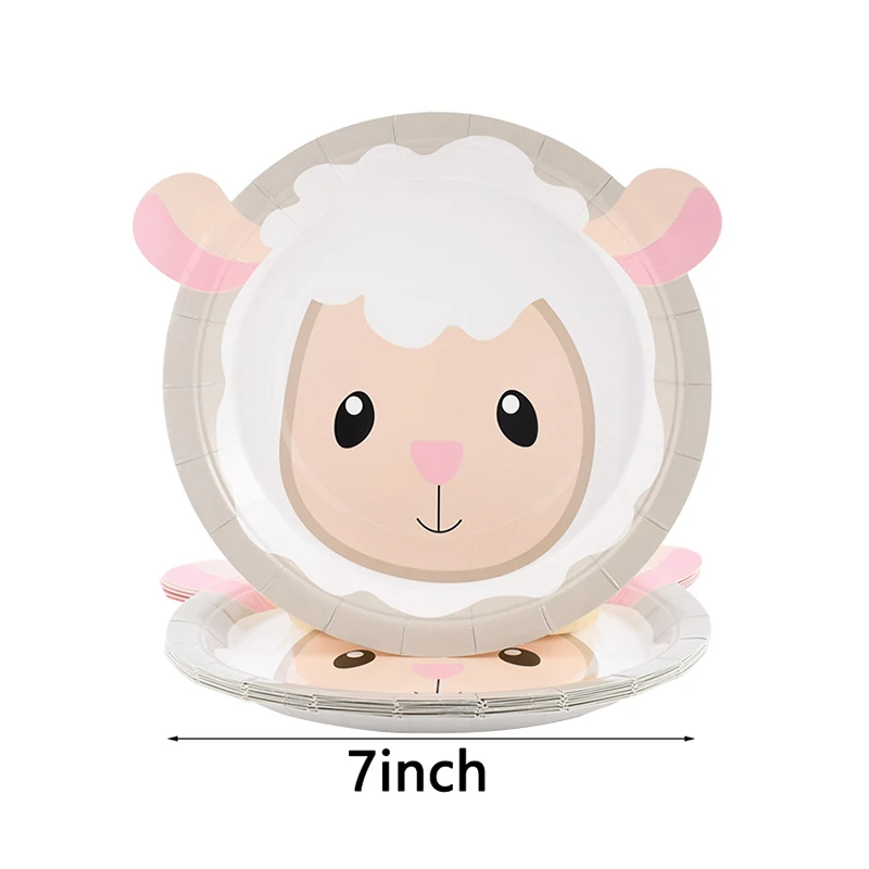 10pcs Farm Animals Party Disposable Paper Plates Pig Cow Sheep Shaped Food Tray Tableware Kids Birthday Party Favors Supplies