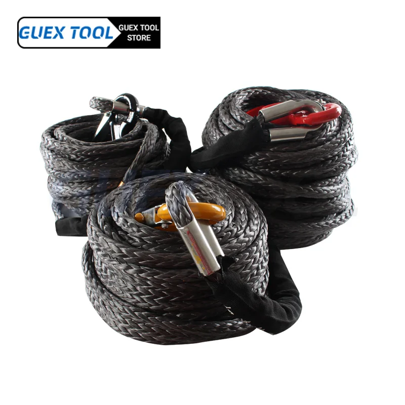20m Winch Rope Synthetic UHMWPE Fiber Extension Off-Road Vehicle Winch Rope Wear-Resistant Vehicle Parts for Electric Winch