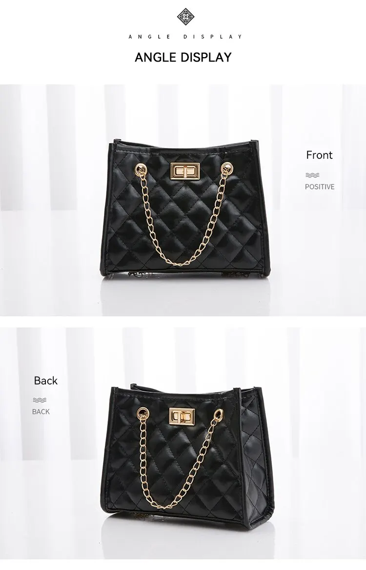 Sc42c7092d868430fa044ef5246ea9e4aq Solid Color Prismatic Plaid Women Shoulder Bag Korean Version Fashion Lady Style Chain Pu Leather Light Handbag Mallzona