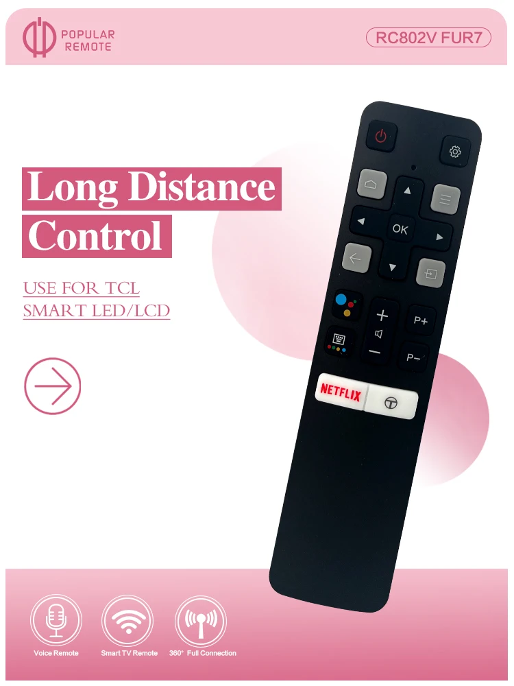 Фото Новый голосовой пульт дистанционного управления RC802V FUR7 подходит для TCL TV 40S334 50S434 55S434 75S434 40S330 70S430 32S334 55S435 50S435 43S43432S6500A 65P8S №3