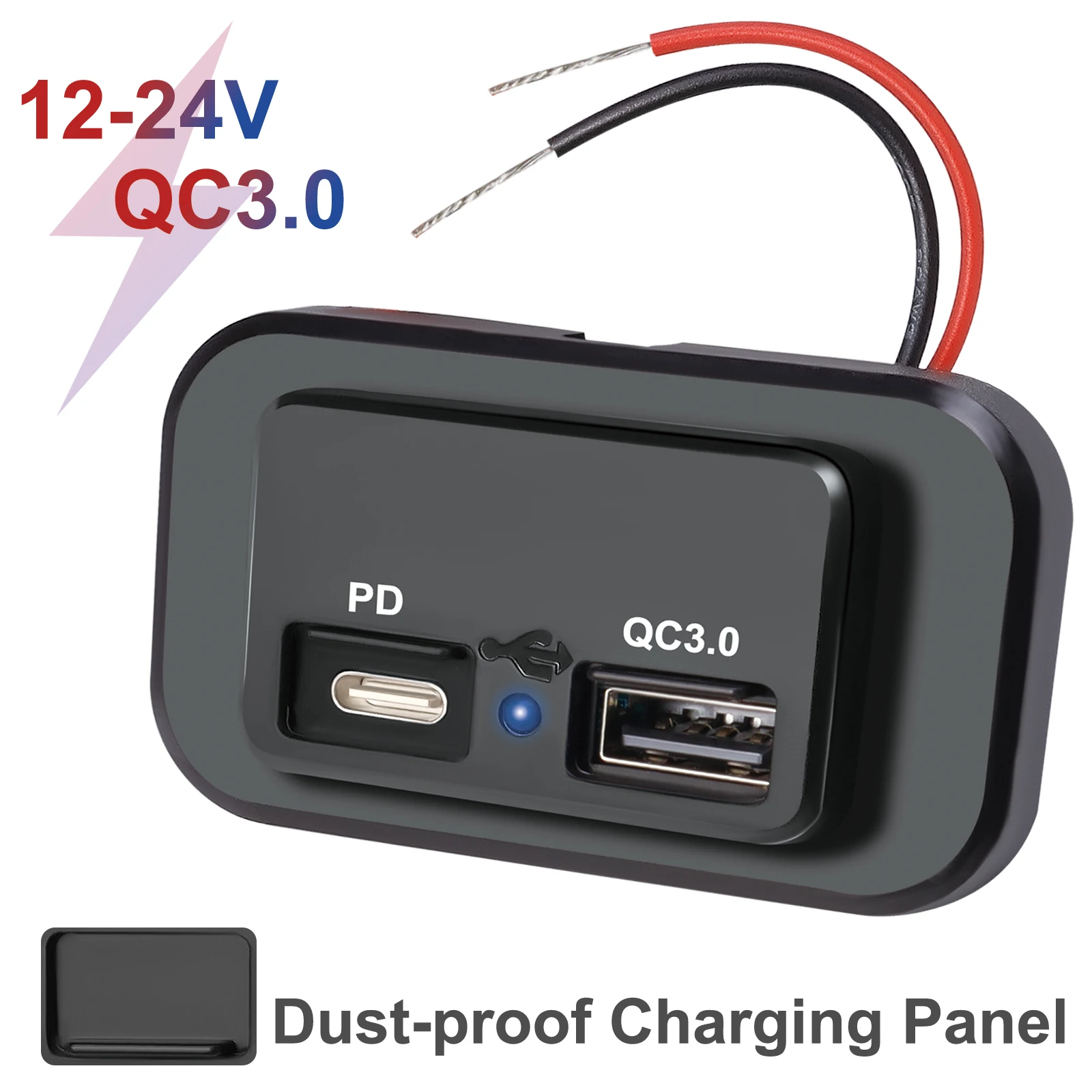 thumbnail image 2 of DC 12V-24V Motorcycle Dual Port USB Charging Dock, 3.1A Car Quick Fast 2 of 14