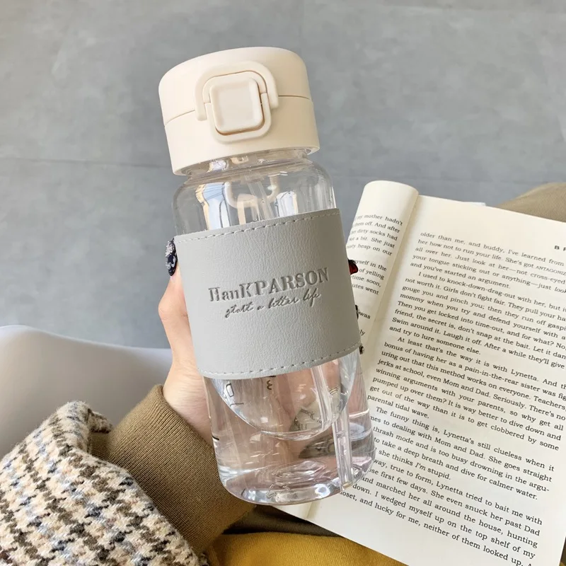 Hot 500ml Cute Water Bottle with Straw Portable Plastic Pop-Up Cover Water Cup for School Kids Leak-Proof Cute Drinking Bottle