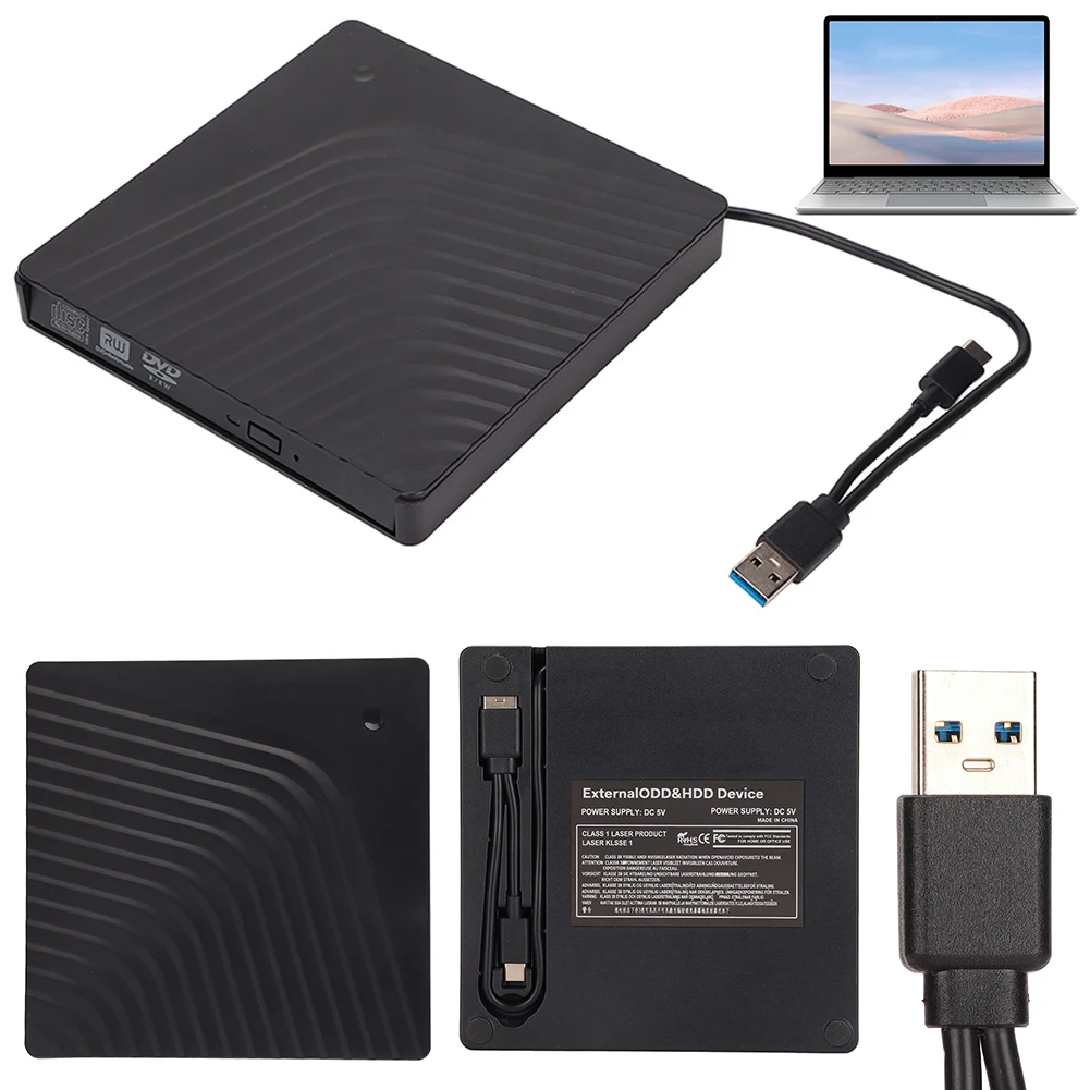 USB 3.0 Type-C DVD Drive External Optical Drives Enclosure Case Portable CD RW DVD Burner Player Enclosure for Desktop Laptop PC