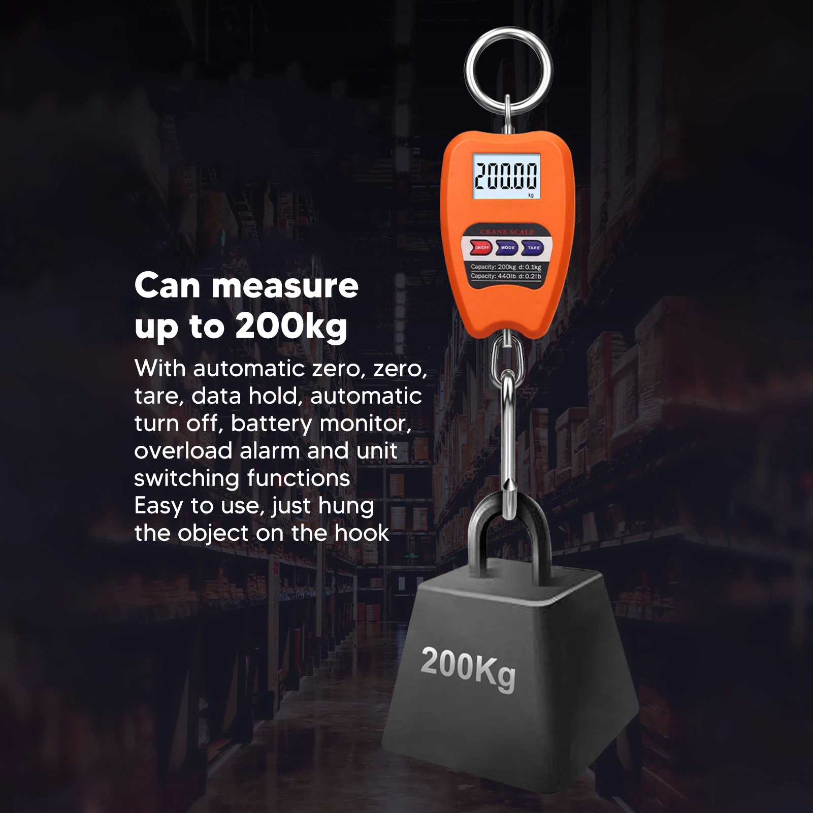 Digital Hanging Scale Portable 200kg Load Bearing Accurate Multifunctional Handheld Mini Hanging Scale with LCD Screen portable scale digital scale hanging scale