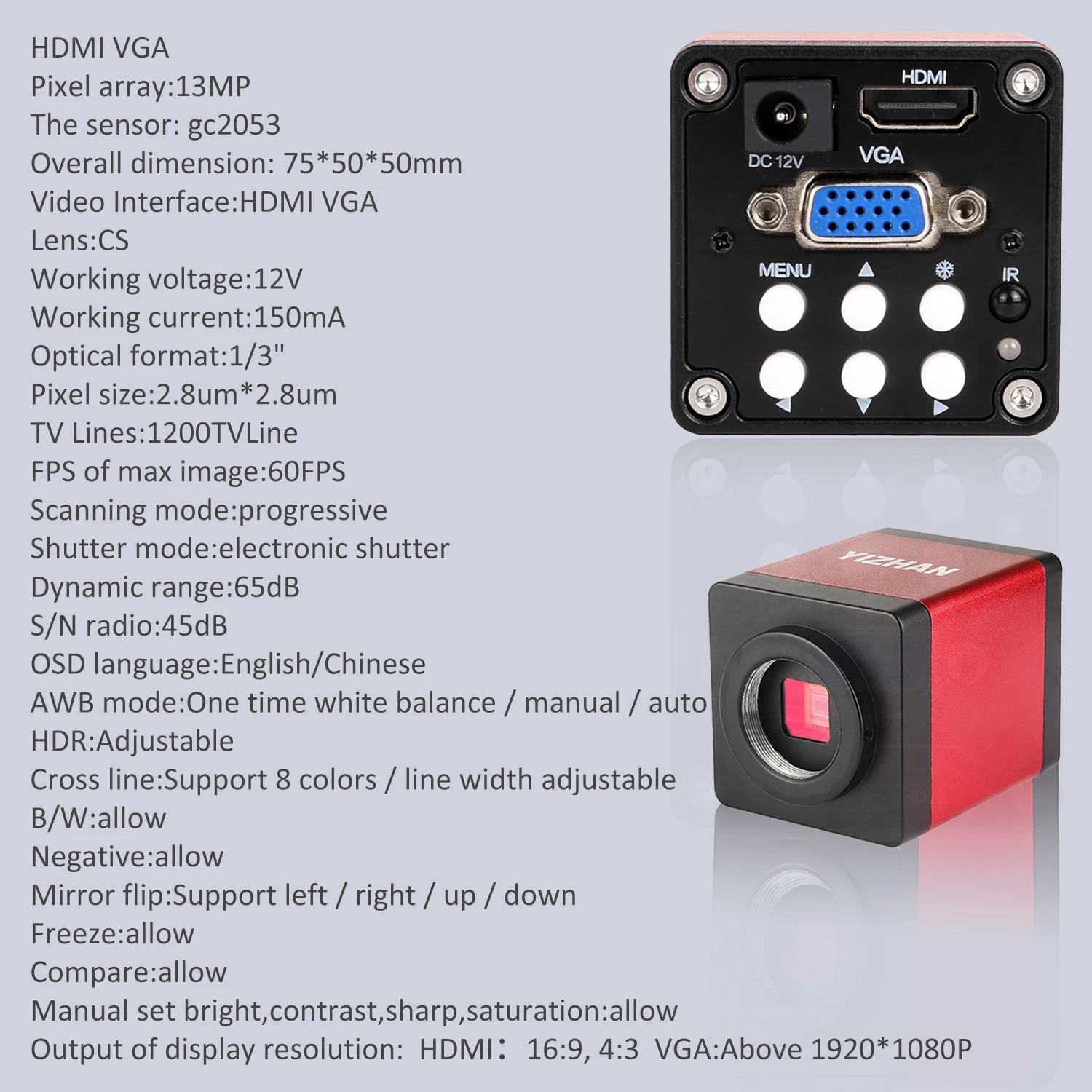 YIZHAN FUll HD HDMI Digital Cameras Microscope Tools 13MP VGA Microscopio Camera For Electronics Soldering 1080P 60PFS Remote 3