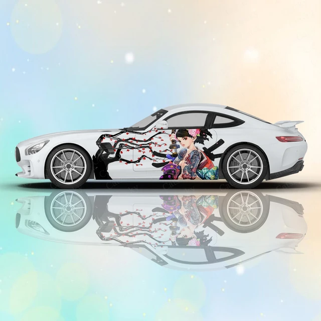 Japanese Tattoo Girl Art Wrap, Universal Car Wrap, Anime Car Wrap Side  Graphic Sticker Vinyl Pattern Car Parts Sticker Decal - Car Body Film -  AliExpress