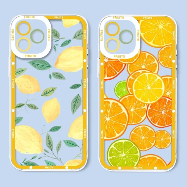 Fruit lemon Grapefruit Phone Case Telefoon for iPhone 13ProMax 14 13 12 11 Pro Max Mini Transparent Fine Hole Soft Cover
