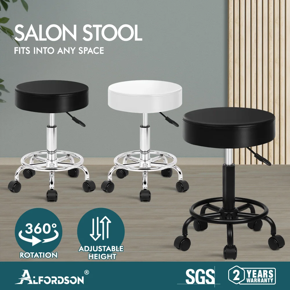 ALFORDSON Salon Stool Saddle Backrest Swivel Barber Hair Dress Leather Chair