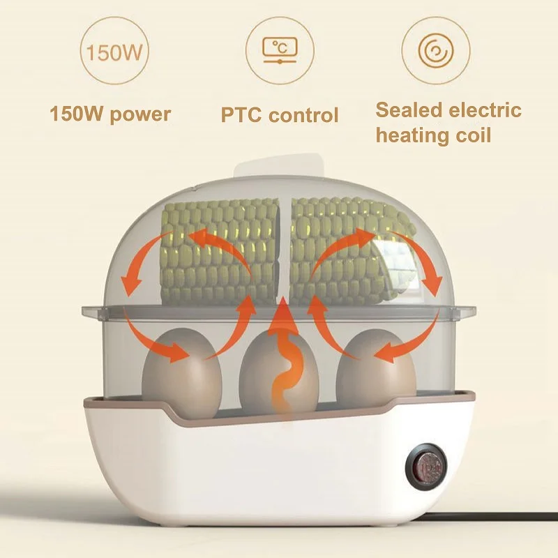 Egg cooker Portable Low Power Student Dormitory Mini Breakfast Machine Automatic Power Off Electric Steamer Kitchen Tool 150W 6