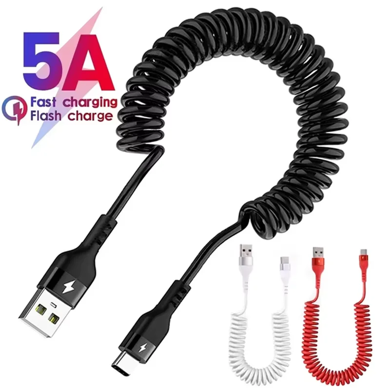 Telescopic Fast Charging USB Type C Cable - 5A, 1.5m/1m,