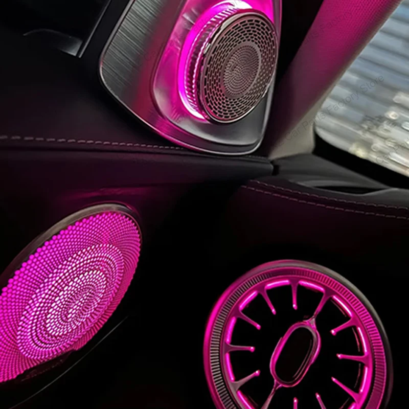 3/64-Color LED Ambient Lighting Kit – Interior Retrofit for Mercedes-Benz C/GLC Class Coupe W205, C43, C63, X253 (Door, Speaker, and Vent Covers)itSet 5